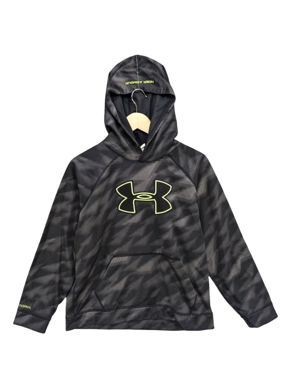 Under Armour Storm Hoodie Boys Black Grey Long Sleeve Pullover Size XL